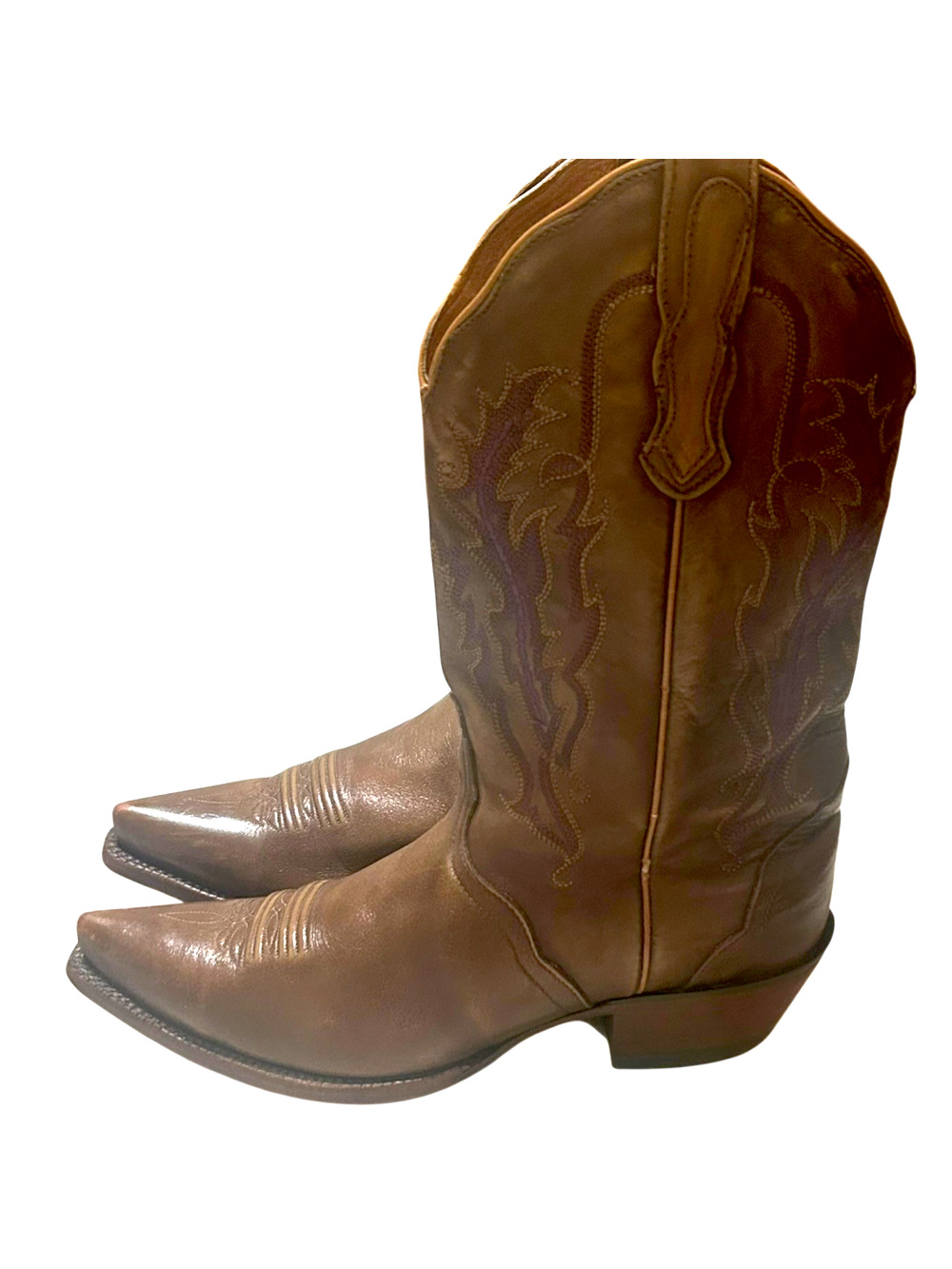 Nocona Antique Tan Imperial Calfskin Western Boots Womens 9B L 4016 Snip Toe